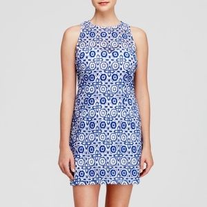 BB Dakota Blue and White Blue Textured Shift Dress